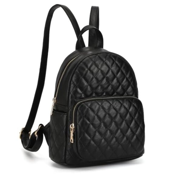 Quilted Mini Backpack PU Leather Satchel Daypack Chic Retro Designer Style main image 6